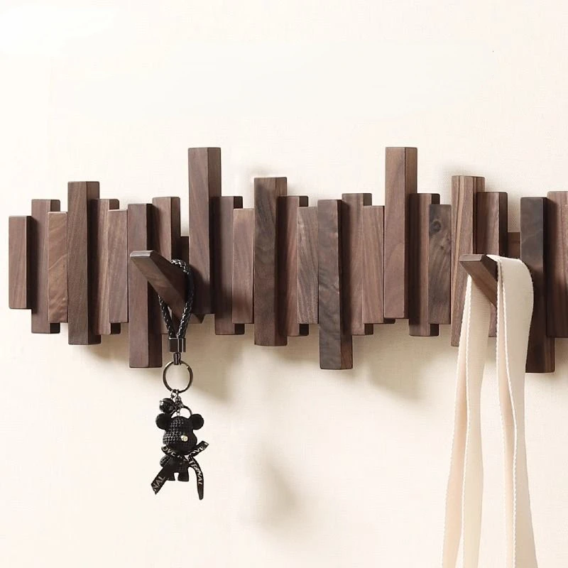 

Wall Hanging Coat Racks Entrance Home Modern Simple Piano Keys Wood Coat Stand Creative Door Behind Punch-free Hook Coat Rack