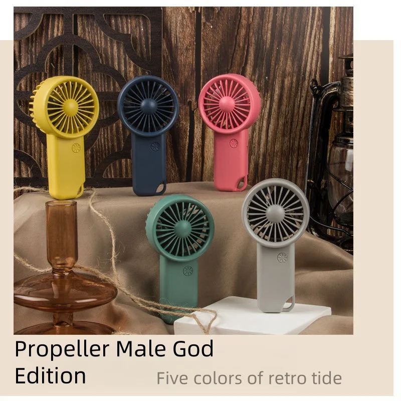 Portable Mini Fan Rechargeable USB Charging Handheld Fan Built-in 500mAh Battery 3 Speed Power for Outdoor Office Sports Travel