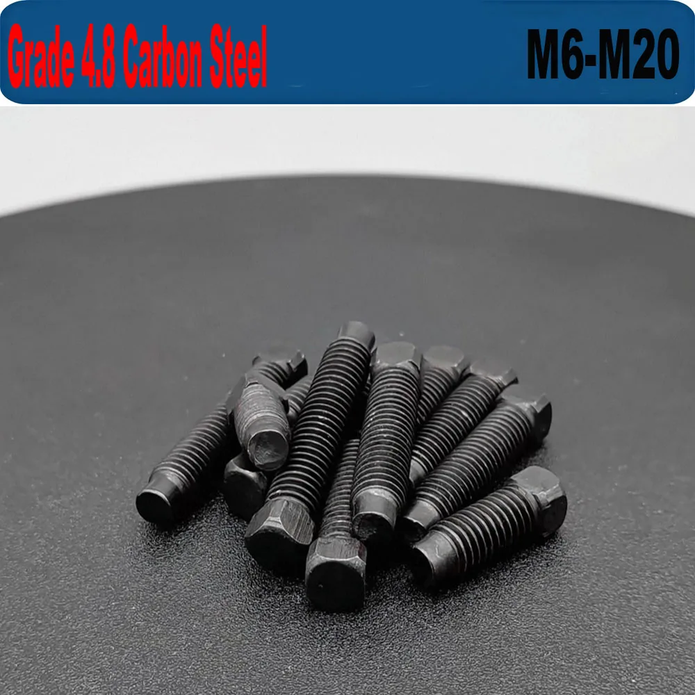 M6 M8 M10 M12 M16 M20 Grade 4.8 Carbon Steel Square Head Convex End Set Screw Black Tool Holder Screw 16mm-100mm Length