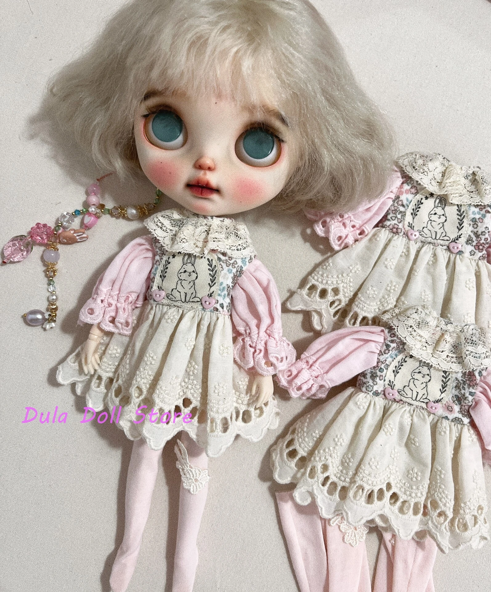 

Одежда для кукол Dula, розовое милое платье с кроликом для куклы Blythe Landoudou Landazz Qbaby ob24 ob22 Azone Doll