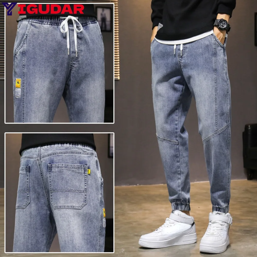 

2024 Autumn Men's Fashion Loose Harem Jeans PantsCasual Korean Style Trendy Workwear Trousers Black designer Men's Trousers