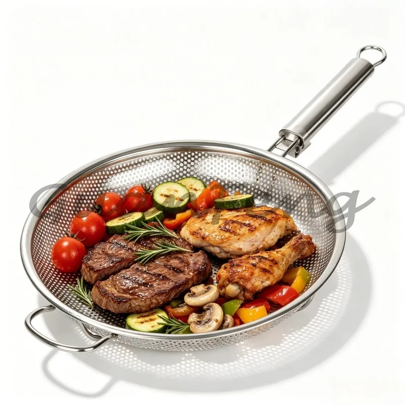 Easy‑to‑Clean Grill Skillet Pan, Multi‑use Cooking Tray for Steak Meat, Frying Baking Kitchen Outdoor Hiking Cookware