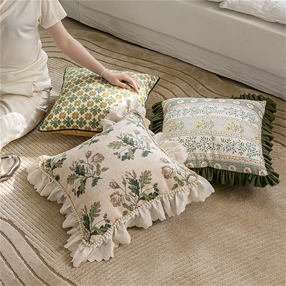 French Living Room Cushion Household Products Bay Window Cushion Ambience Sense Chair Sofa Cushion Ruffled Plant Bank Cushion