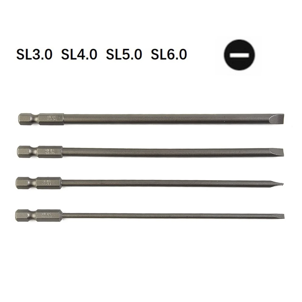 

Hex Shank Screwdriver Bit Slotted Tip Strong Magnetic Electric SL3.0 SL4.0 SL5.0 SL6.0 150mm Long 6.25mm / 1/4 Inch