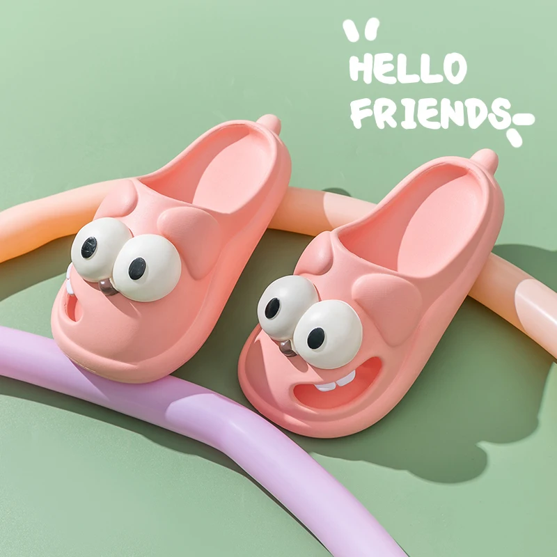 

Шлепанцы женские с мультяшным рисунком, сандалии на плоской подошве, сланцы для ванной комнаты, тапочки для улицы, смешные босоножки