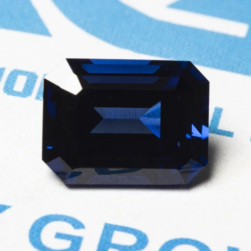 

Lab Grown Sapphire Emerald Shape Royal Blue VVS1 Gemstone for Charms Diy Jewelry Making Ring Pendant Selectable AGL Certificate