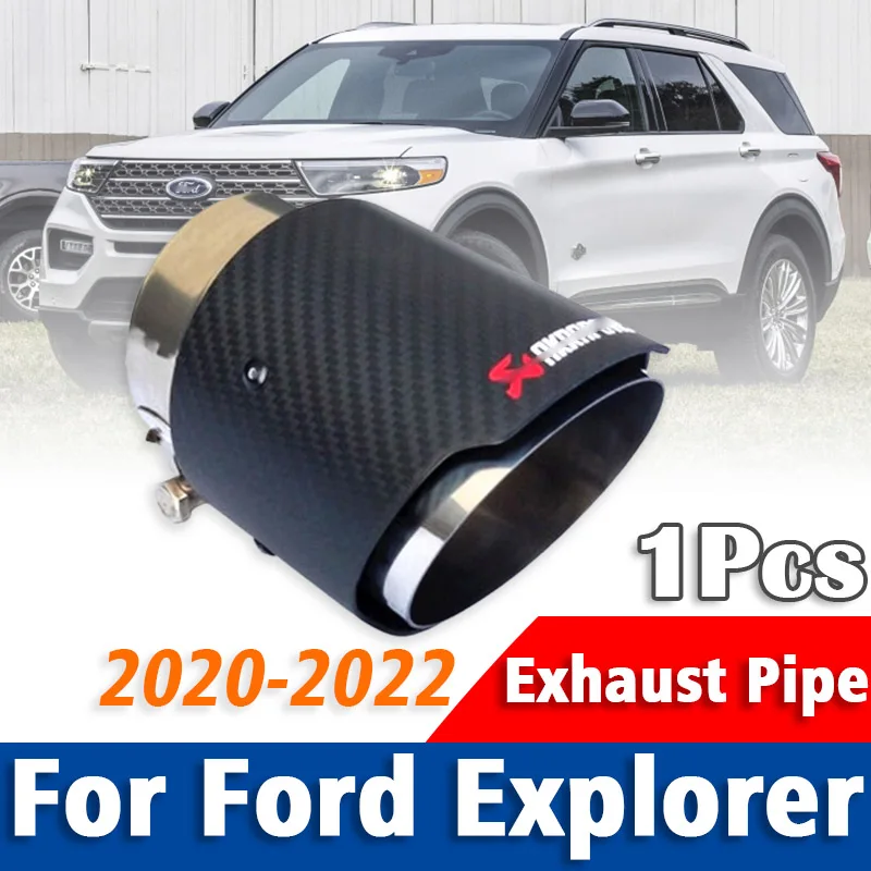 

1Pcs Stainless Steel + Carbon Fiber Exhaust Pipe Muffler Tailpipe Muffler Tip For Ford Explorer 2020 2021 2022 Car Accessories