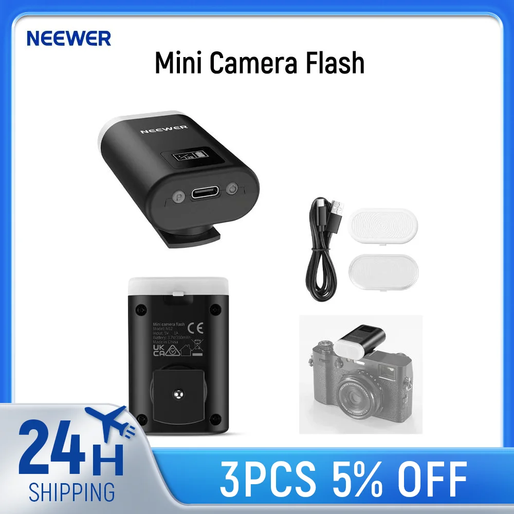 

NEEWER Basics Mini Camera Flash, 5600K Fill Light with LCD Display, Compatible with Canon Fujifilm Sony Nikon DSLR Cameras