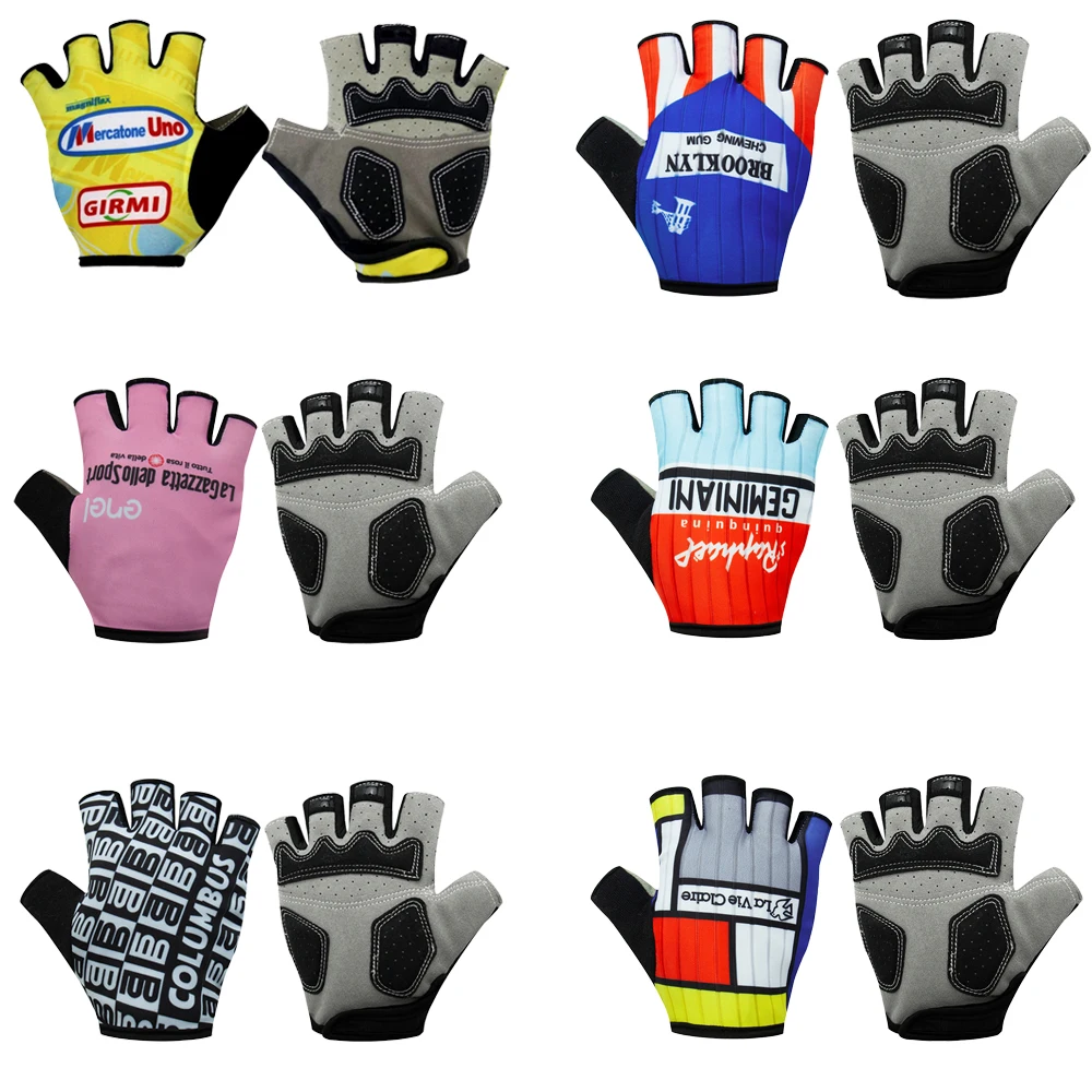 Retro Team Half Finger Cycling Gloves Breathable Wear Resistant Sports Gloves