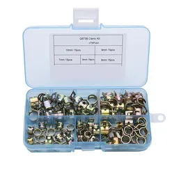 75Pcs/Set 6/7/8/9/10MM Vacuum Spring Fuel Oil Water CPU Hose Clip Pipe Tube for Band Clamp Metal Fastener Assortment Kit