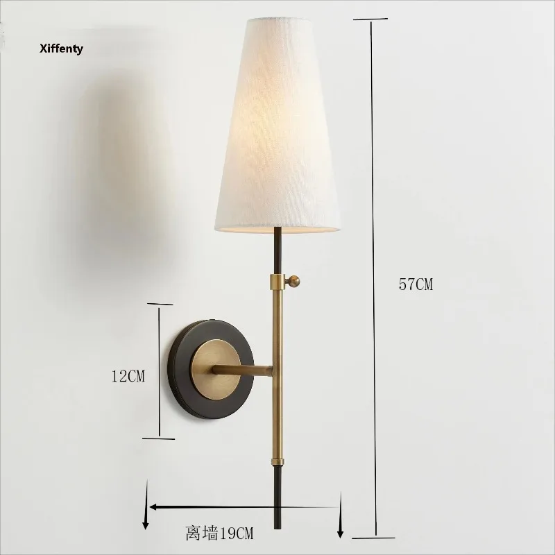 American All Copper Cloth Cover Wall Lamp LED Restaurant Bedroom Bedside Villa Corridor Modern