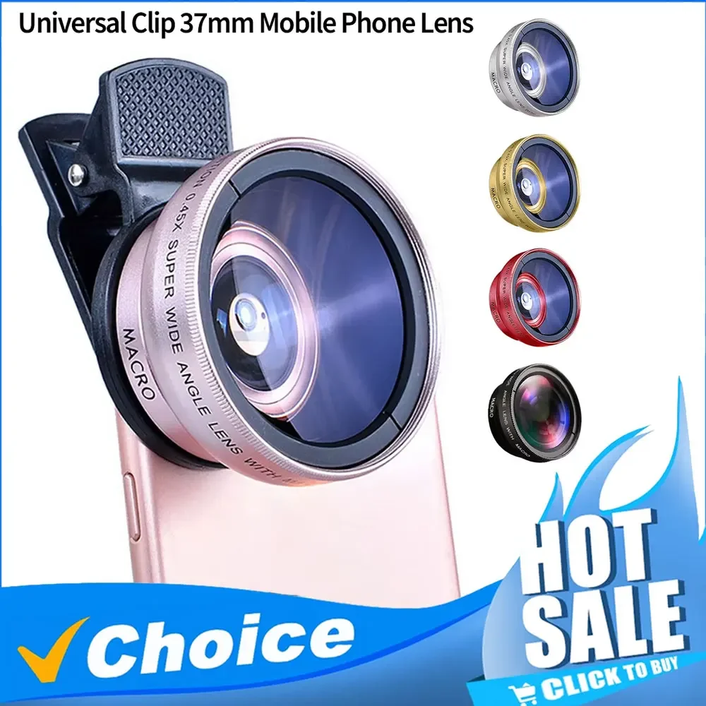 

2 в 1 супер широкоугольный 0,45x49 ув универсальный зажим 37 мм макро HD объектив профессиональное увеличительное стекло камеры для iPhone Huawei Xiaomi