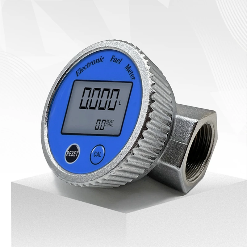 Aluminum Alloy High Precision Electronic Digital LCD Fuel Gauge Methanol Oil Turbine Flow Meter DN20MM Blue Circular Flowmeter