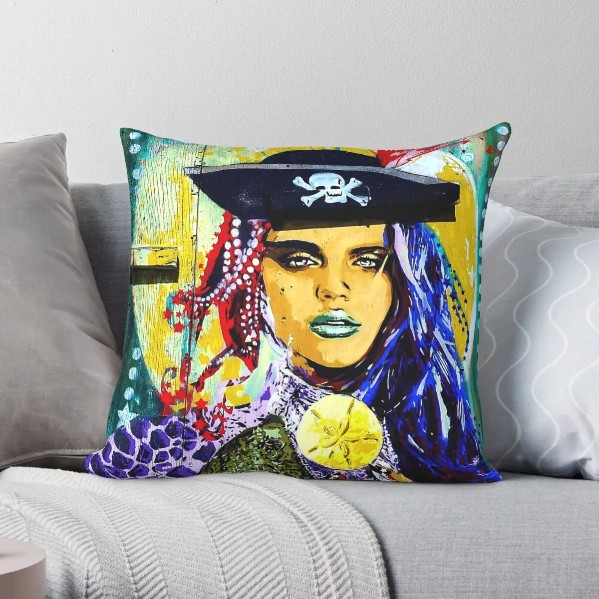 La Pirata Pirate Caribbean Square Pillowcase Polyester Linen Velvet Printed Zip Decor Home Cushion Cover Wholesale
