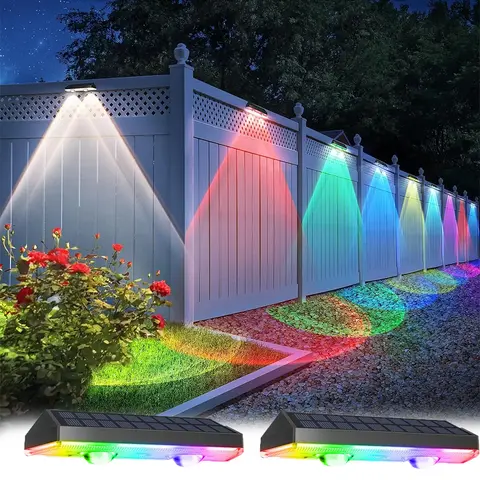 Solar Fence Lights RGB LED Solar Step Lights Outdoor Wall Lights IP65 Waterproof Decor Lamp New Year's Christmas Decorations