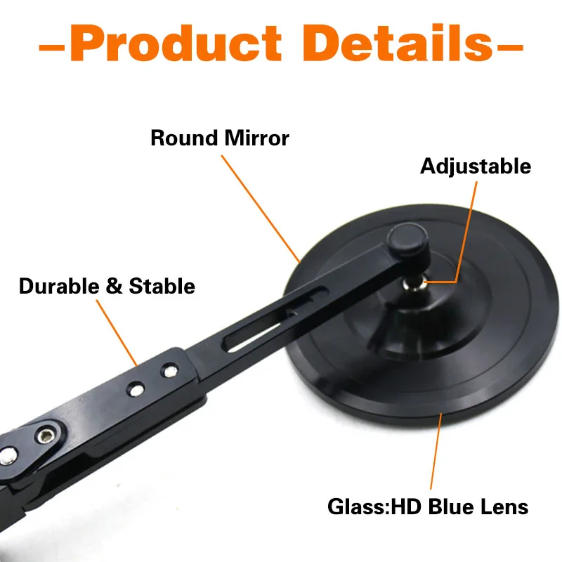 Universeller 8mm 10mm Aluminium-Rundspiegel mit HD-Sicht, Motorradspiegel mit blauem Glas für GSX-S750 GSX-S1000 V-Strom650 – Detail 5