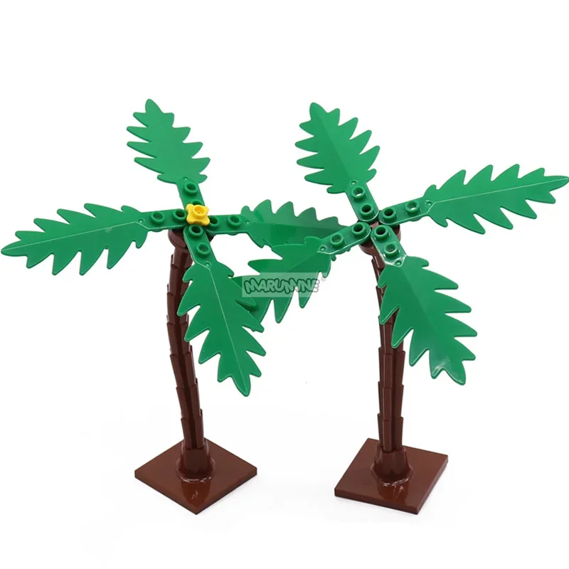 Marumine 6135 Palm Trunk With Cross 2563 Base Create Classic MOC Building Bricks Parts Garden Tree Plant Blocks DIY Accessories