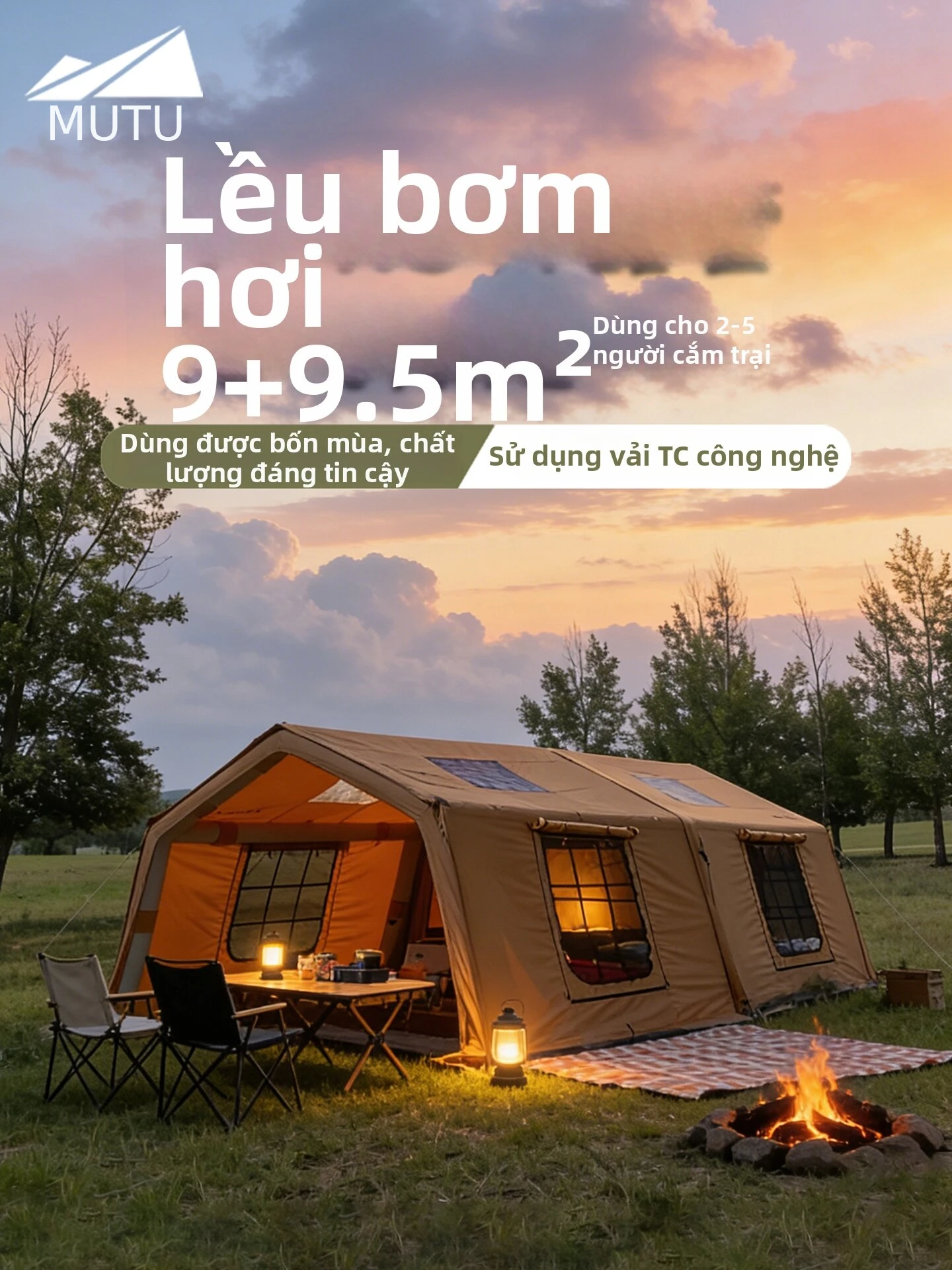 MUTU | Lều Phao Không Thấm Nước Rộng 9+9.5m²