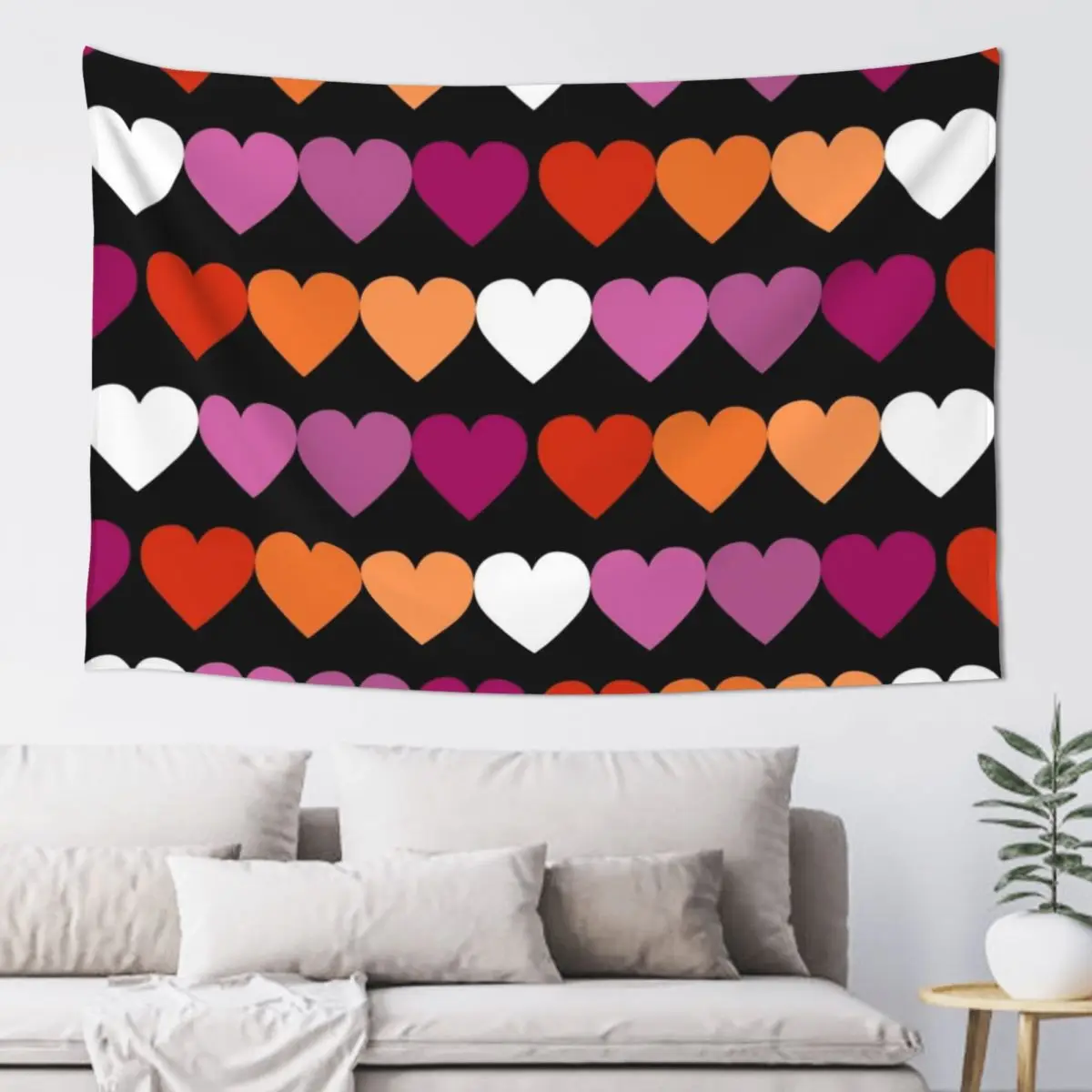 

New Orange Pink Lesbian Flag Hearts Tapestry Wall Coverings Wall Hanging Wall Room Aesthetic Decor Tapestry