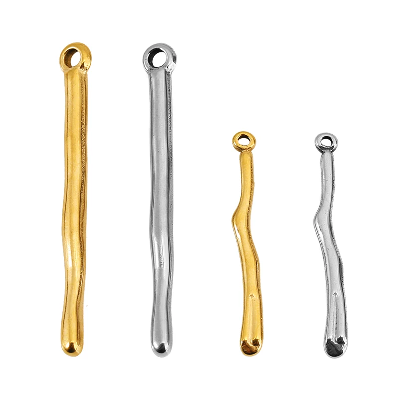 5 Stück/Set 27mm 37mm Edelstahl Unregelmäßige Gebogene Lange Stäbchen-Anhänger für DIY Ohrringe Halsketten Schmuckherstellung Anhänger Zubehör