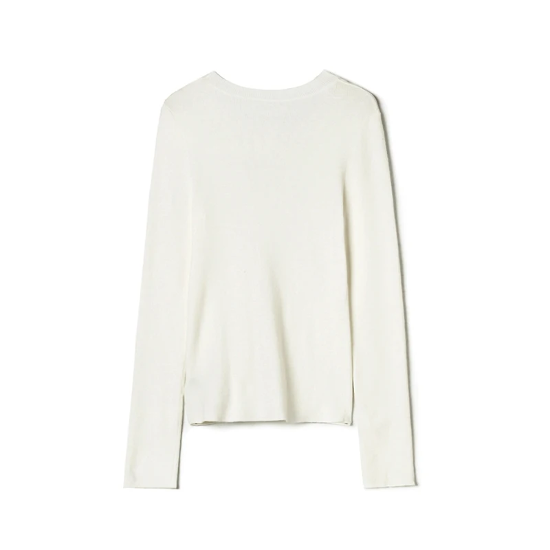 베이직 롱 슬리브 여성 티셔츠 고탄력 심플 디자인 겨울 패션 탑 9Mei SF0H0023 편안한 라운드 넥 스웨터