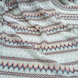 Vintage Colored Yarn Striped Fabric Crocheted Lace Thin Hollow Knitted Clothing Accessories Handmade DIY High Quality Fabrics
