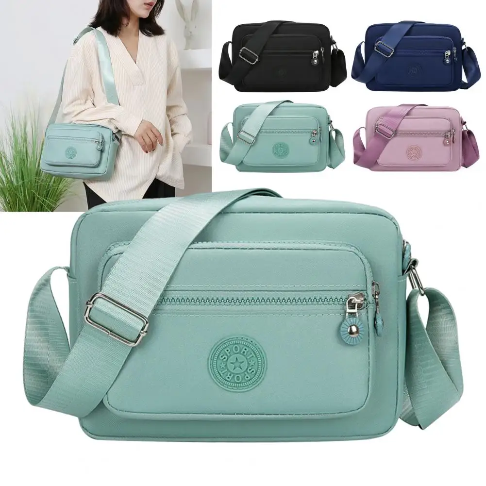 Women Shoulder Bag with Multi Compartments Zipper Adjustable Shoulder Strap Crossbody Bag Splash-resistant Travel Sling Bag