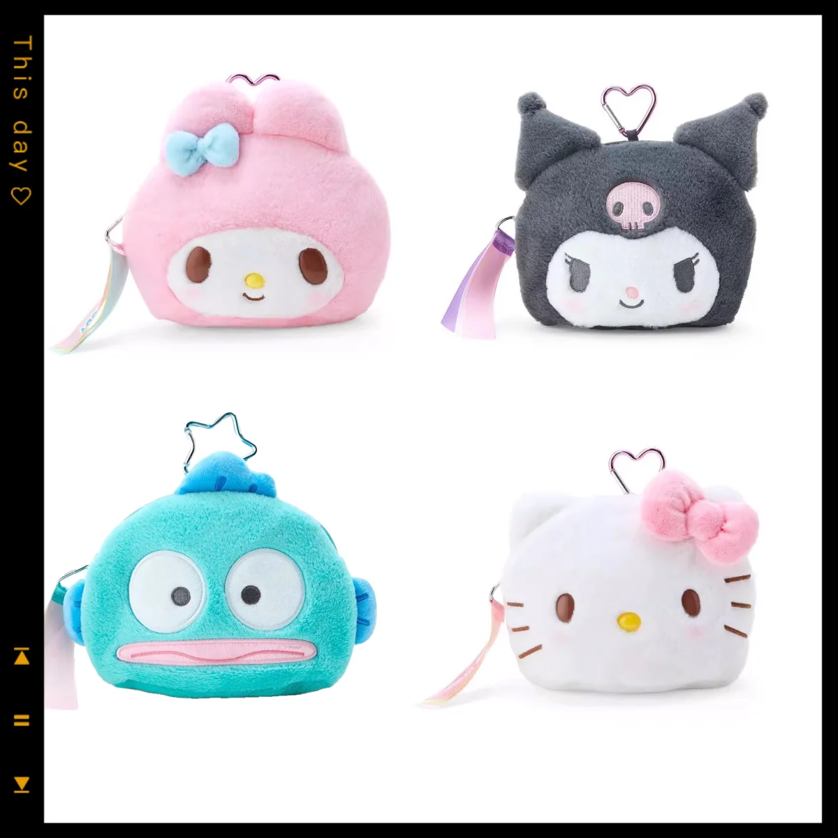 

Kawaii sanrio coin purse anime peripheral hello kitty hanging bag pain bag kuromi barji my melody storage bag keychain for women