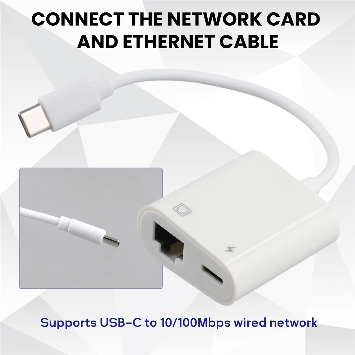 Адаптер ABNP Type C OTG Ethernet USB C к RJ45 Ethernet LAN Проводной сетевой преобразователь 100 Мбит/с для мобильного телефона типа C, планшета