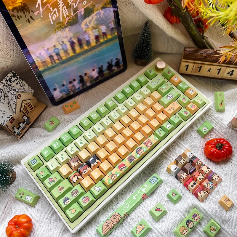 FkkeysTen Diligent Keycaps Customized Sublimation PBT Cherry Profile Key Cap Cute Cartoon Anime Original Design Artisan Key Caps