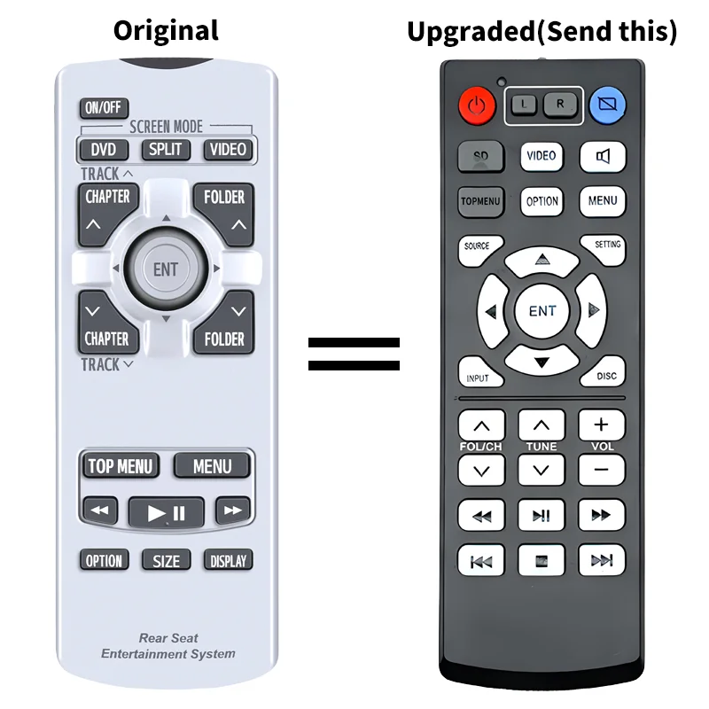 Replacement Remote Control Compatible with 2011-2014 TOYOTA SIENNA REAR SEAT ENTERTAINMENT DVD 86170-45070