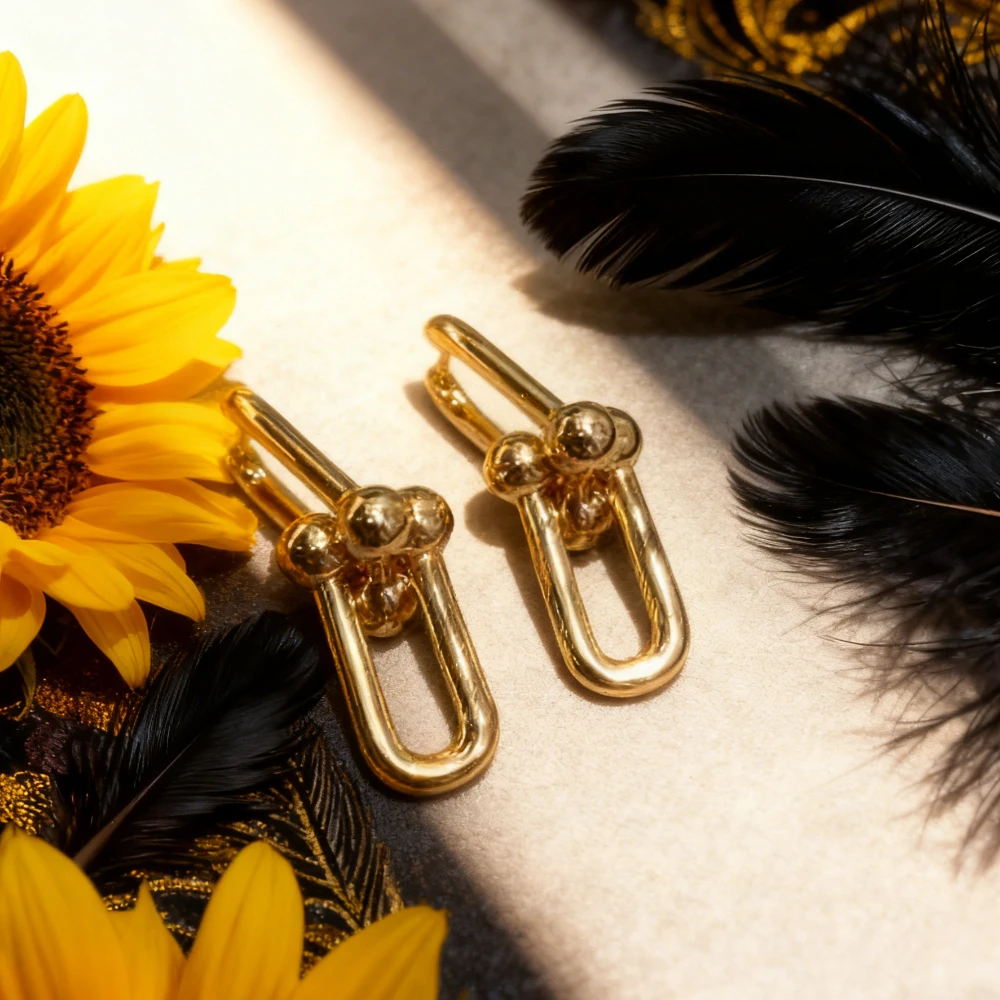 

French Style Fashion Jewelry Version Moissanite Double U Festival Gift Hoof Buckle Woman Earrings Exquisite Party Accessories