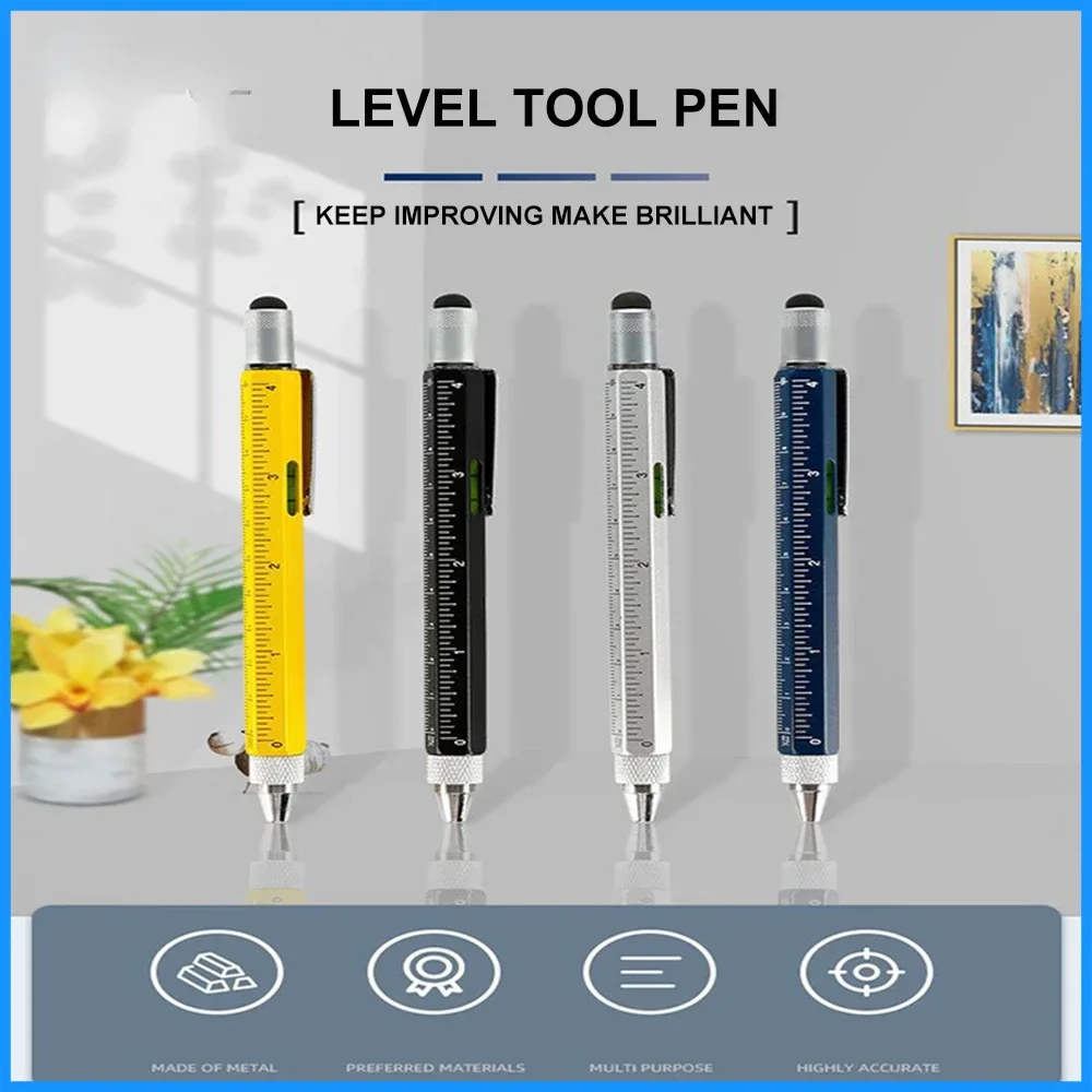 

Multifunctional Metal Tool Pen Hexagonal Capacitance Pen Screwdriver Scale Ballpoint Pen Mobile Phone Touch Creative Level Meter