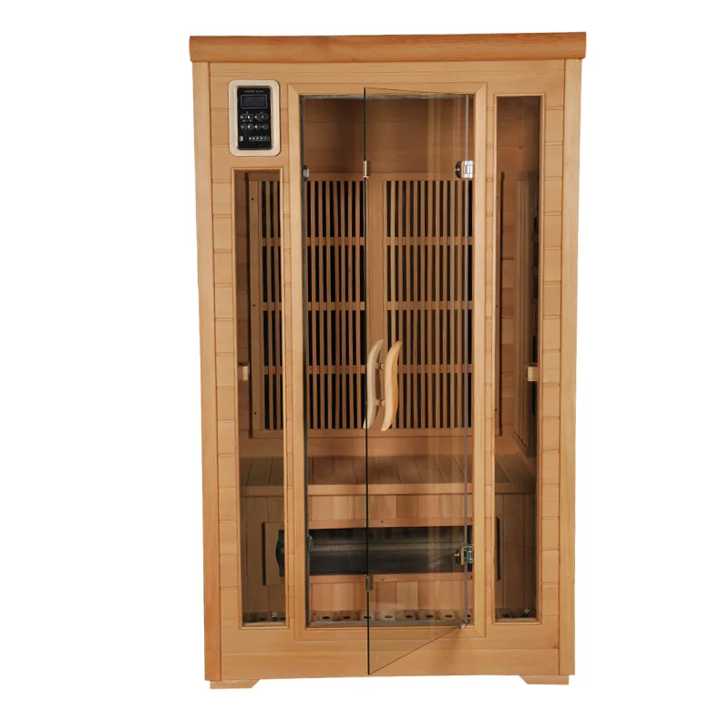 

Коммерческая паровая сауна для дома, большая, двухместная, с карбоновым нагревателем, из древесины хемлок, мобильная.