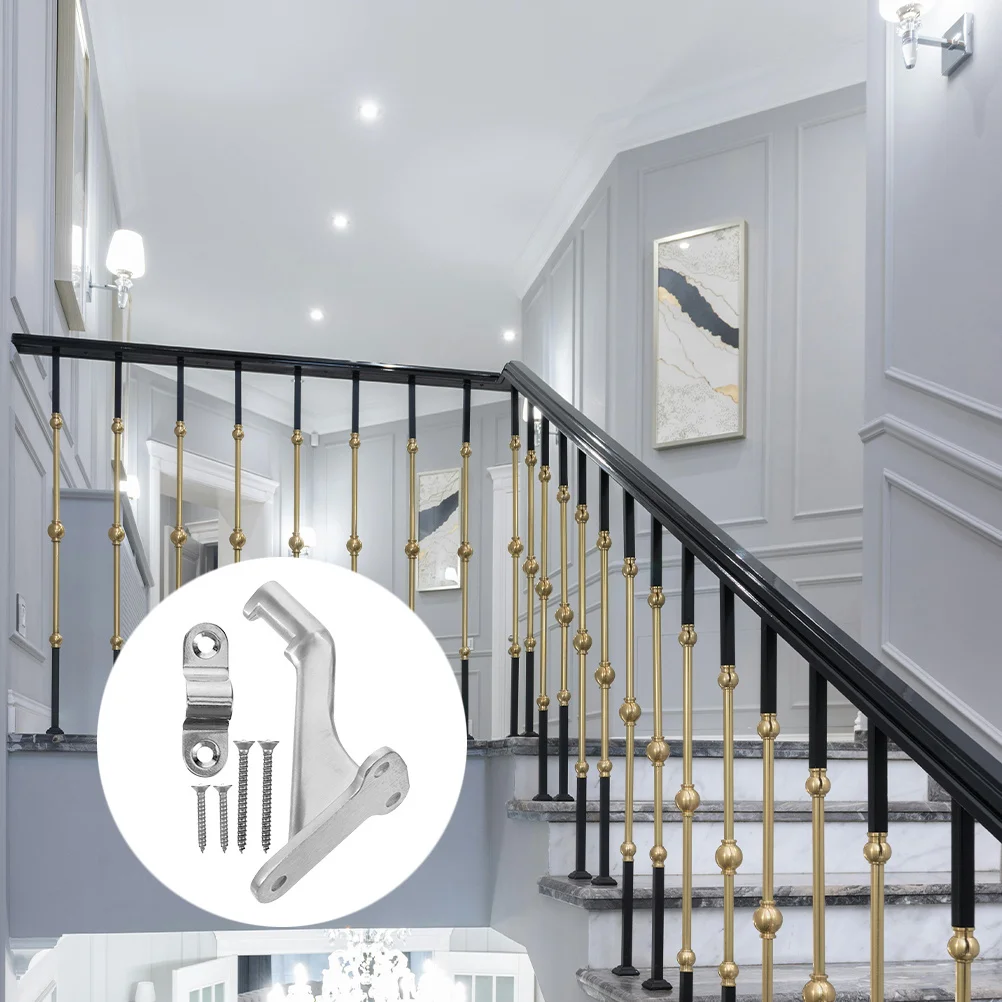 3Sets Handrail Brackets for Indoor Stairs Easy Installation Railing Hardware Durable Stainless Steel Handrail Holder Set