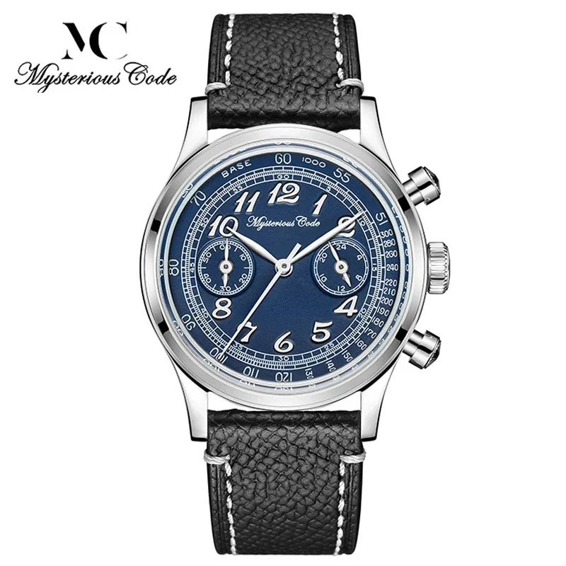 MYSTERIOUSCODE 38MM Watch for Men Japan VK64 Chronograph Clock Bubble Curve Glass 316L SS watches waterproof 5Bar