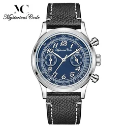 MYSTERIOUSCODE 38MM Watch for Men Japan VK64 Chronograph Clock Bubble Curve Glass 316L SS watches waterproof 5Bar