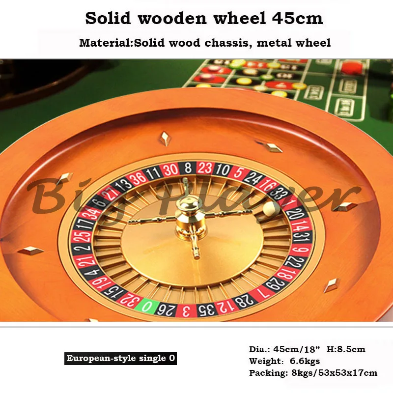 Deluxe Wooden Roulette Wheel - 20 18 Inch High Quality Turntable with EUR US Style for Bingo Table Games