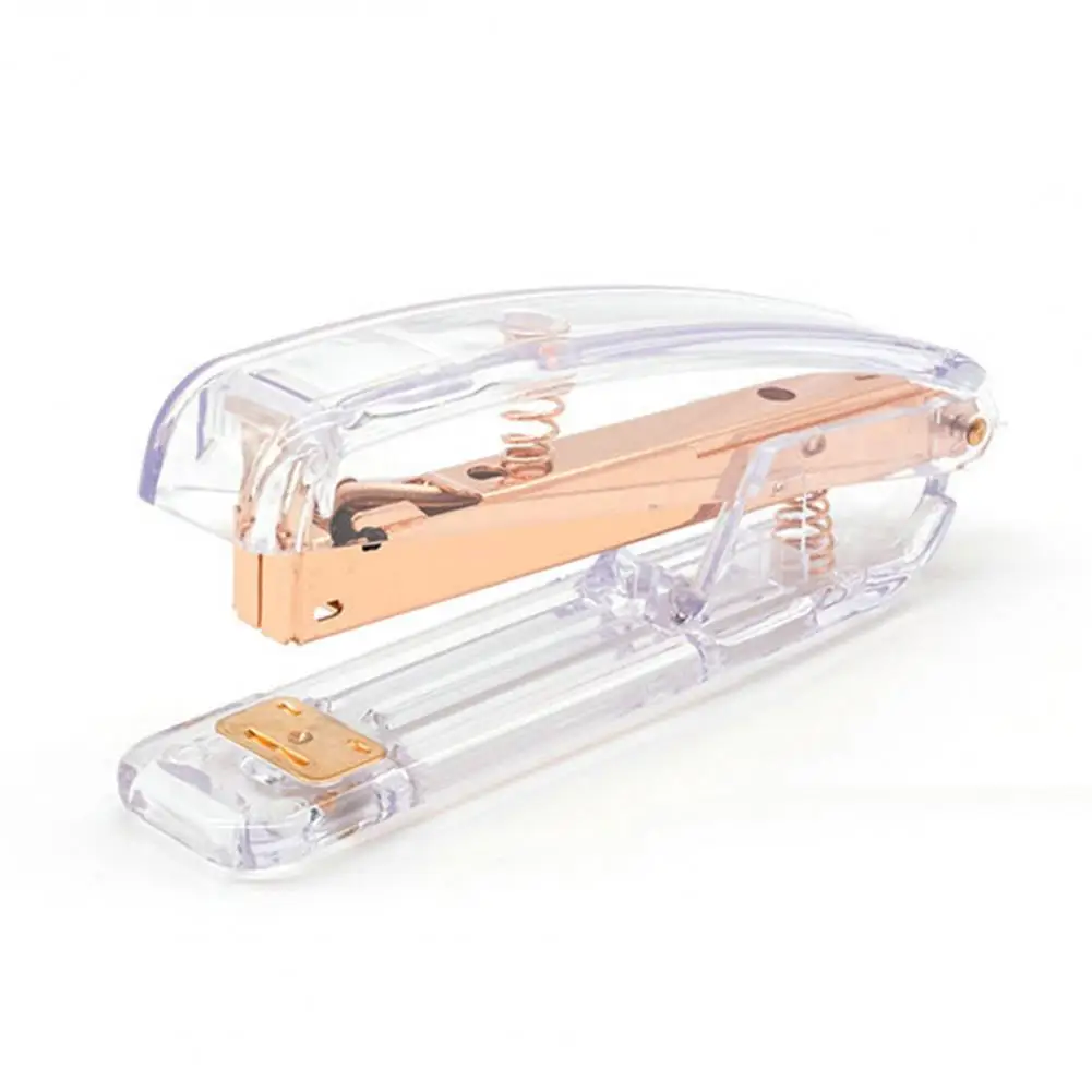 Metal Plated Stapler Lever-action Stapler Transparent Desktop Stapler Heavy Duty 25-sheet Capacity One-finger Operation