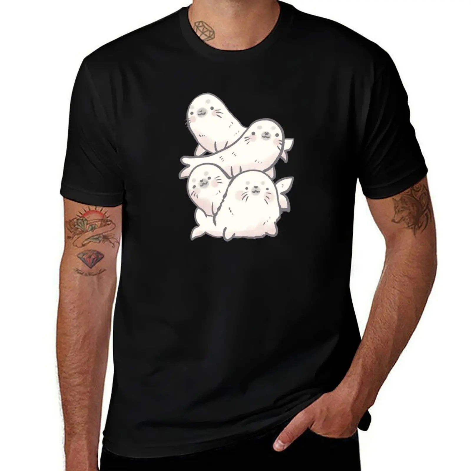 Baby seal stack T-Shirt Soft Touch Basic Cotton T-Shirt