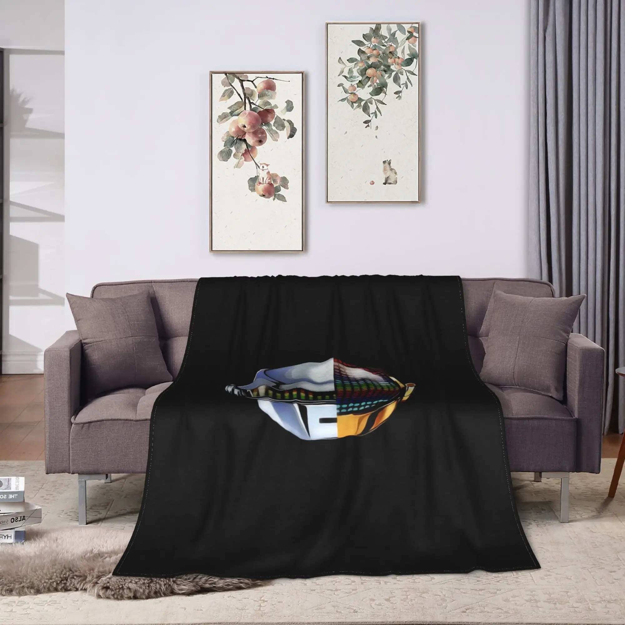 Daft Punk Electronic Music Cozy Blanket For Sofa Home  Graphic Throw Blanket Spring Camping Flannel Bedspread