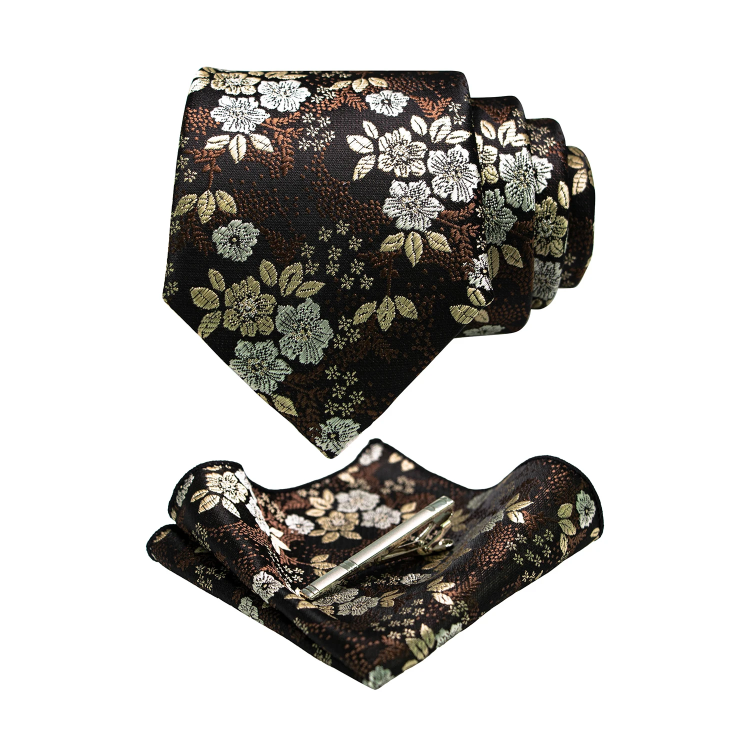 JEMYGINS Floral Seide Männer Krawatte Einstecktuch Krawatte Clip Sets Hochzeit Party Krawatte Männer Zubehör Hohe Qualität Gravata – Detail 6