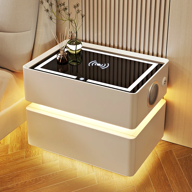 Furniture Bedside Table Nightstands Bedroom Intelligent Sensor Light Wireless Charging Style Multifunction Nachttis Auxiliary image 4