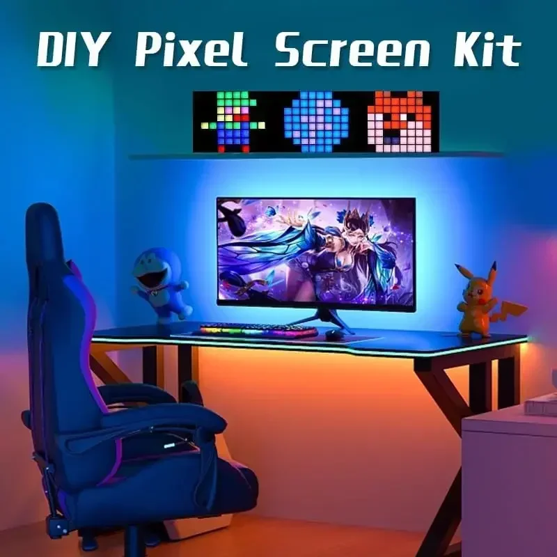 LED Splicing Pixel Screen Display Music Sync Ambient Night Light DIY Text Pattern APP Control for Gaming Room TV Wall Decoration