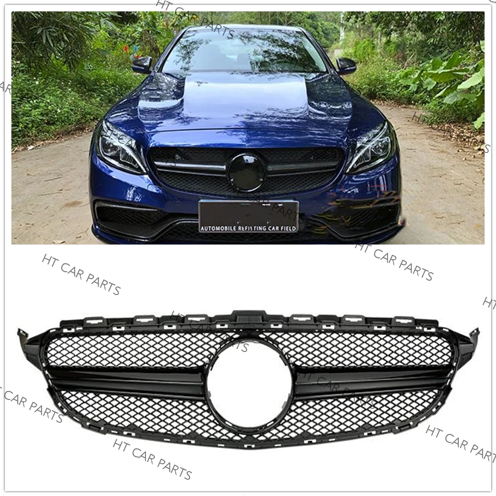 

1PCS Black AMG Style Front Bumper Grille For Benz W205 C-CLASS C200 C300 C43 AMG 2019-2021 2019 2020 2021