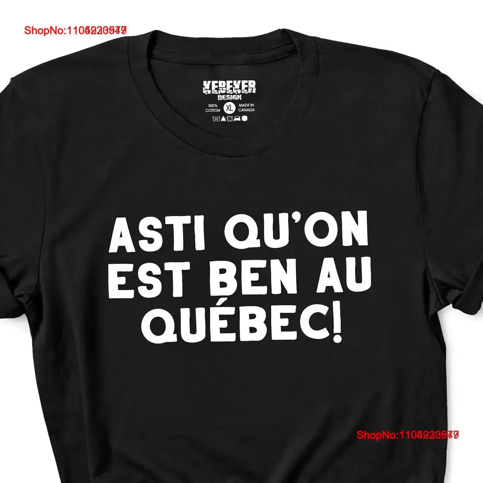 تي شيرت Asti Qu'on Est Ben Au Québec Perso Represente ta ville Region Québécois Québécoise En Francais Franceis عتيق مغسول