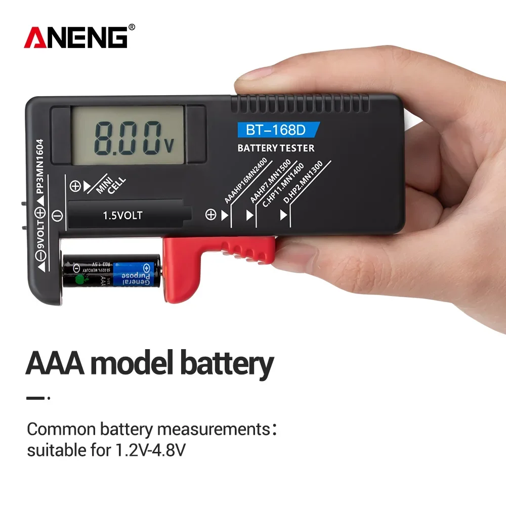 ANENG BT-168 BT-168D Digital Battery Tester Universal Battery Capacity Checker Portable Voltage Detector for AA AAA 9V Coin Cell
