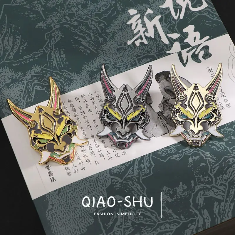 Genshin Impact Game Domineering Olive Mask Metal Badge Men's Clothes Schoolbag Accessories Cartoon Brooch Halloween Gift