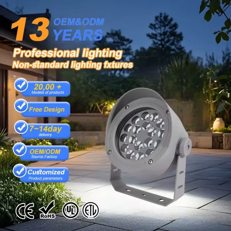 High Power Warm White LED Flood Light with IP65 Waterproof Aluminum Body for Outdoor Landscape Football Baseball