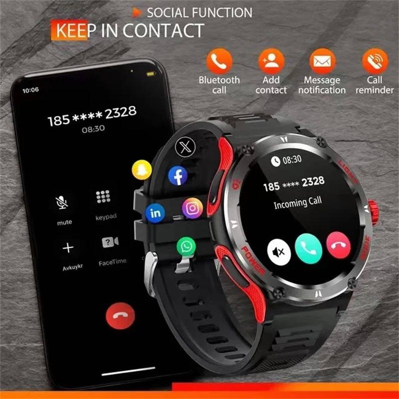 2024New For HUAWEI Xiaomi Outdoor Sport Smart Watch Men GPS Fitness Compass LED Flashlight 3ATM Waterproof BT5.3 Call Smartwatch